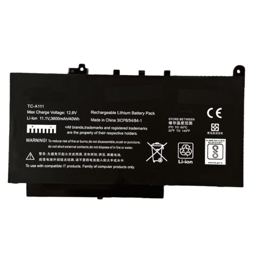 Compatible Laptop Battery for Dell Latitude E7470 Latitude 0579TY, 579TY ,F1KTM, PDNM2 Laptops 3600mAh, 3-Cell