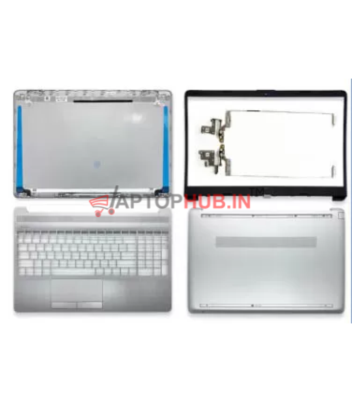 HP 15-GW 15S-GR LCD Top Cover Bezel Hinges with Touchpad Palmrest and Bottom Base Body Assembly
